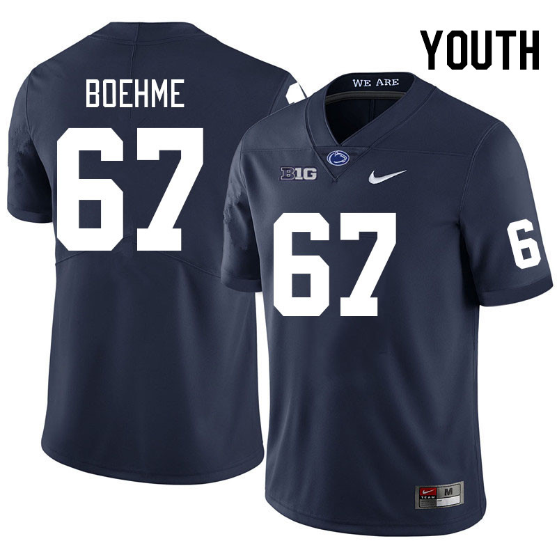 Youth #67 Henry Boehme Penn State Nittany Lions College Football Jerseys Stitched Sale-Navy